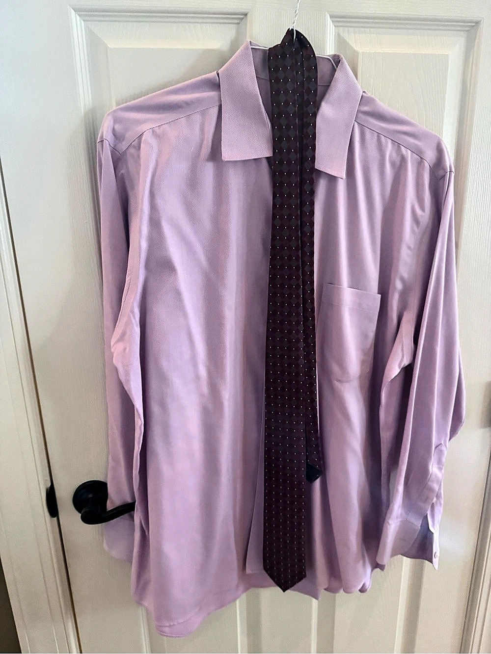 Eagle Cotton Dress Shirt in Purple with Tie